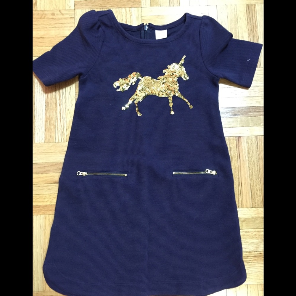 Girls Navy Gymboree unicorn dress - Size 6
